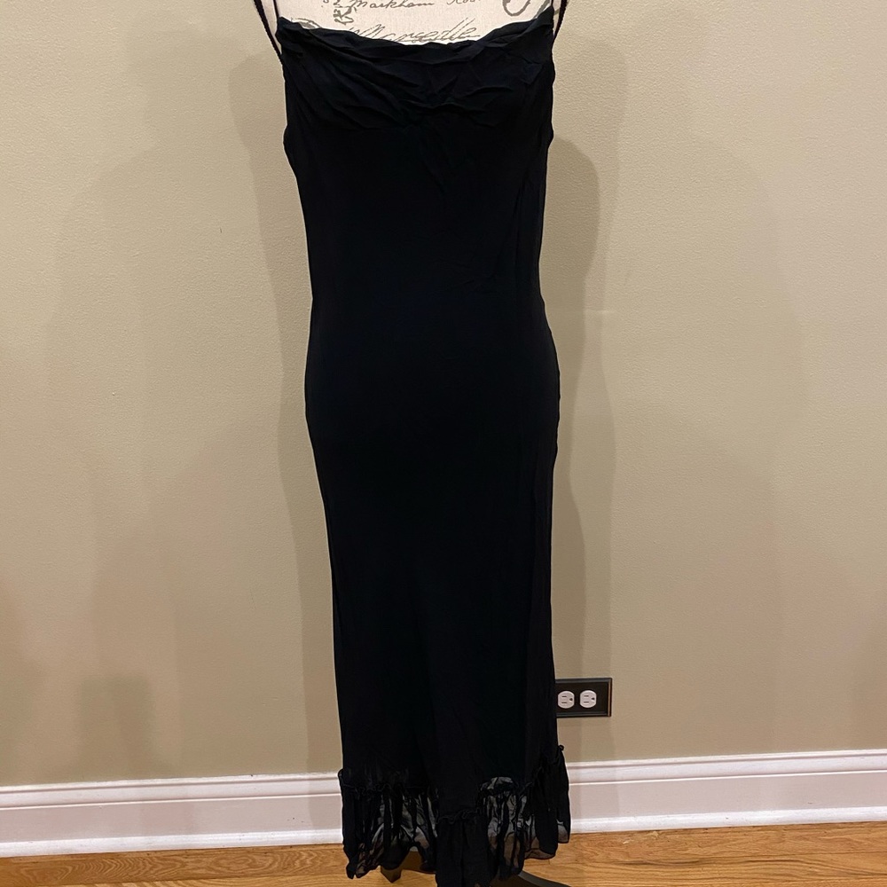 Wallis black chiffon cowl neck evening midi dress